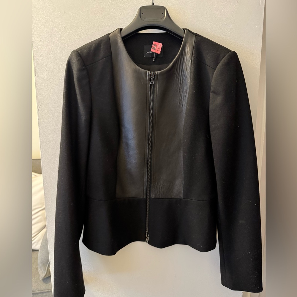 Black Women's Jacket with bonded leather front